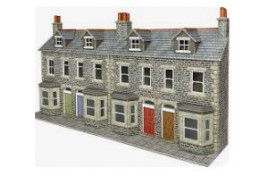 PO303 Low Relief Terraced House Fronts - Stone, Card Kit OO Scale